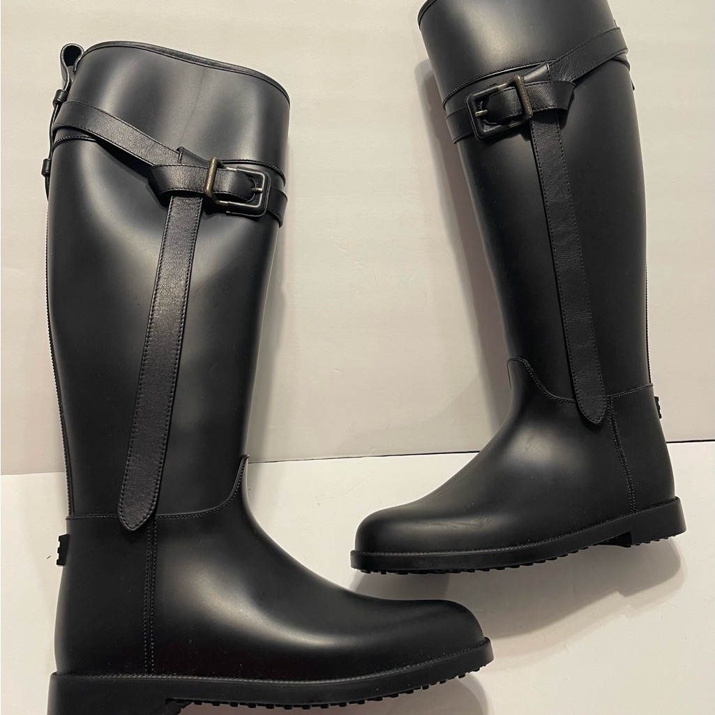 Burberry Womens Tall Rubber Rainboots Black Size 5